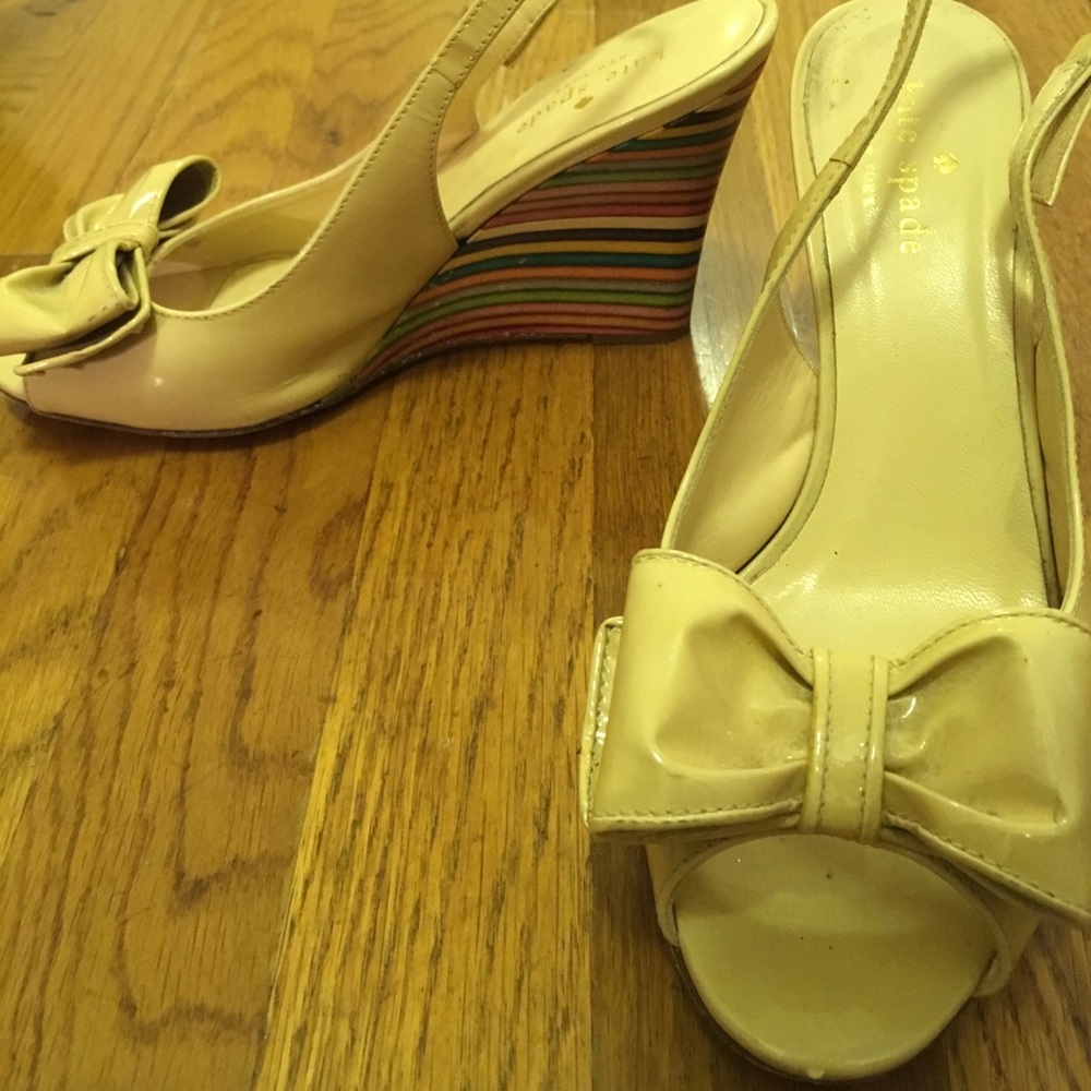 Kate spade rainbow heel bow platforms